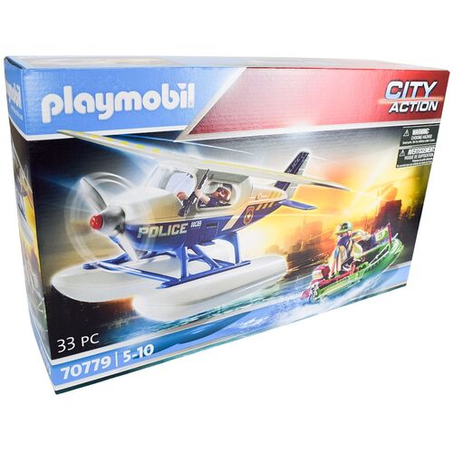 PLAYMOBIL City Action 70779 Polizei Wasserflugzeug mit Boot Verfolgungsjagd