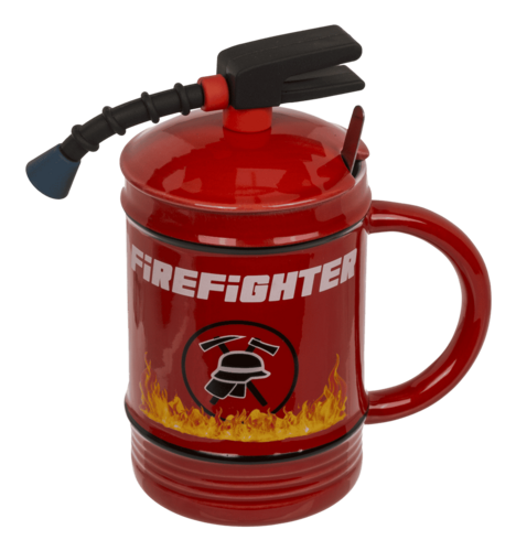 witzige Feuerl�scher - Tasse mit L�ffel Feuerwehr Becher 450 ml 