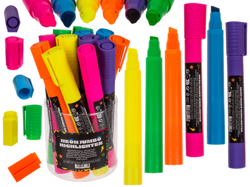 12er Set Jumbo Textmarker Neon Highlighter 6 Farben 19,5 cm