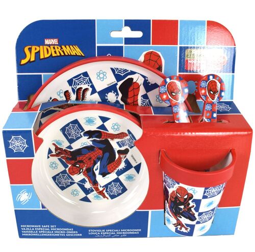 Spiderman Kindergeschirr Set 5 teilig f�r Mikrowellen mit Anti- Rutsch