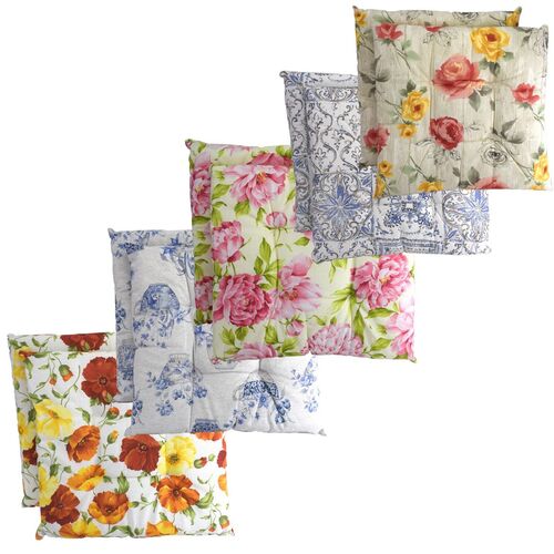 Sitzkissen 40x40 cm Stuhlpolster mit 4 Punktesteppung im 2er-Set verschiedene Motive