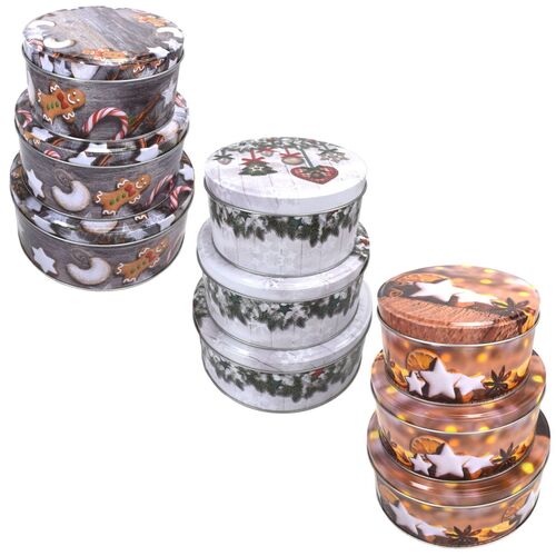 Keksdosen Set 3 verschiedene Gr��en aus Metall Weihnachtsmotive
