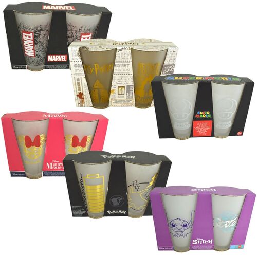 Trinkgl�ser 2er-Set im Geschenkkarton 480 ml Gl�ser verschiedene Motive