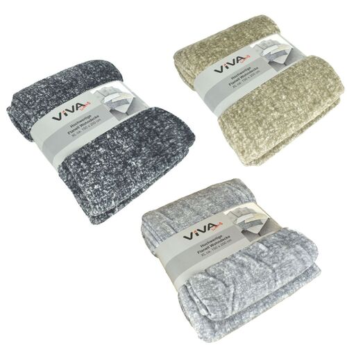 Flanell Kuscheldecke XL 150x200cm Wohndecke meliert  in 3 Farben Decke