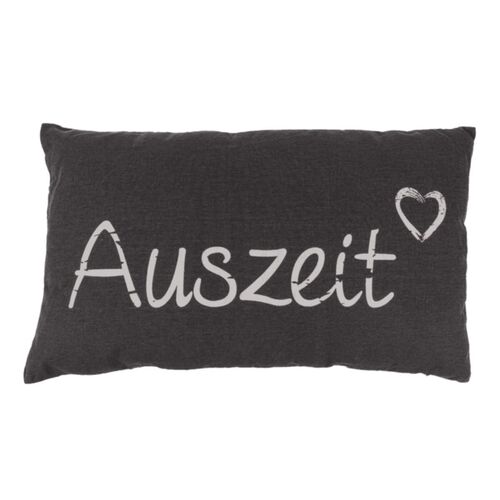Graufarbenes Dekokissen 50 x 30 cm Auszeit mit F�llung & Rei�verschluss 