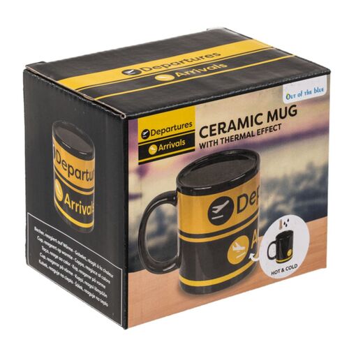 Tasse mit Flughafen Motiv 300ml Steingut Farbwechseltasse Thermotasse