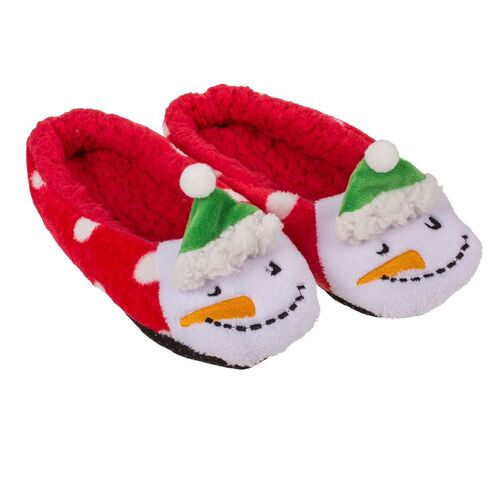 Kuschel Hausschuhe Weihnachtscrew in Rot Gr. 39-42 Eisb�r Schneemann 