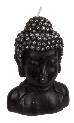 Stumpenkerze Buddha Kopf ca. 8 x 6,5 x 12,5 cm in grau oder schwarz Kerze 