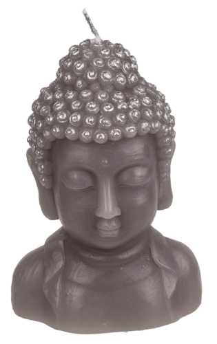 Stumpenkerze Buddha Kopf ca. 8 x 6,5 x 12,5 cm in grau oder schwarz Kerze 