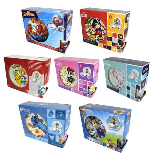 Geschirrset Tasse, Sch�ssel u. Teller f�r Kinder verschiedene Motive 3 tlg.