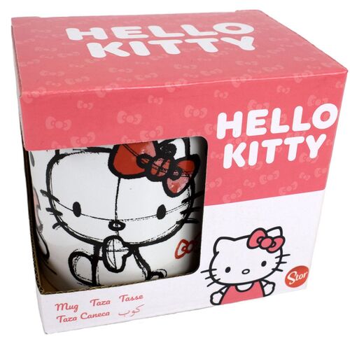 Tasse mit Hello Kitty Motiv ca. 325ml aus Keramik Skizze / Zeichnung 11oz