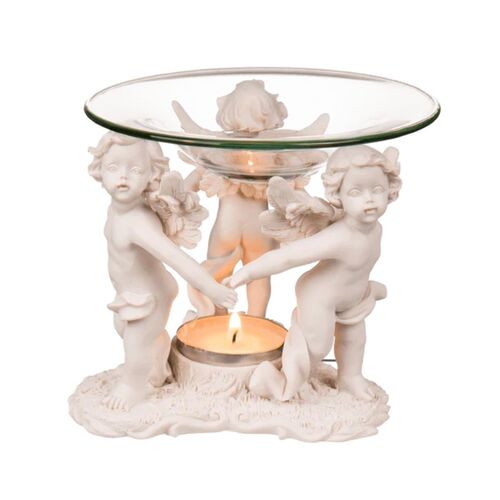 Aromalampe Glasschale 10,5 x 11,5 cm Stehende Engel nostalgisch Putto