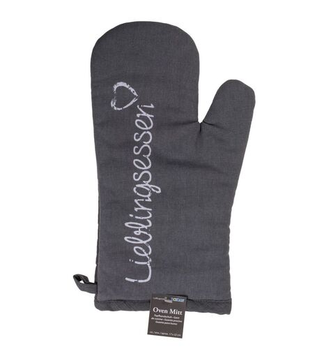 Topfhandschuh Lieblingsessen in Grau f�r linke Hand ca. 32 x 17 cm
