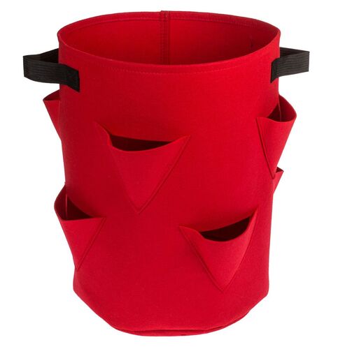 Erdbeer Pflanzsack aus Filz mit 8 Pflanztaschen ca. 35 x 42 cm 