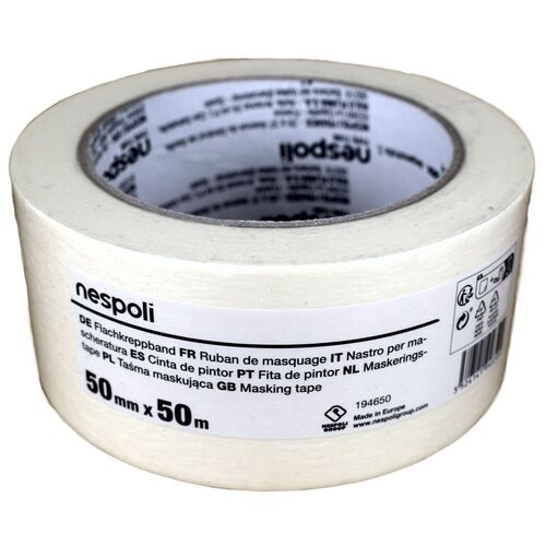 Flachkreppband 50m Klebeband Abdeckband Rolle feingekreppt Malerkrepp 