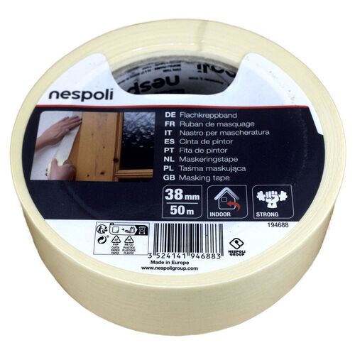 Flachkreppband 50m Klebeband Abdeckband Rolle Naturkautschuk Malerkrepp 