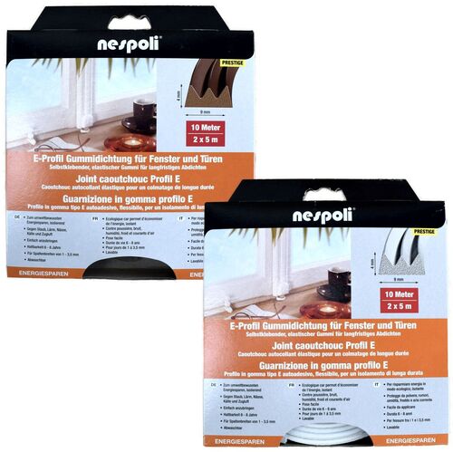 E-Profil Gummidichtung 10m 9mm f�r Fenster und T�ren