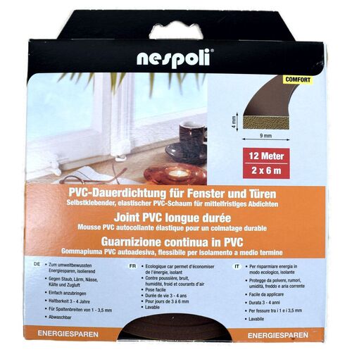PVC-Dauerdichtung 12m 9mm f�r Fenster und T�ren