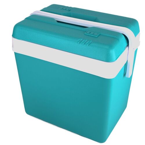 EDA K�hlbox t�rkis/wei� 24L aus Kunststoff mit Tragegriff und Deckel K�hltasche