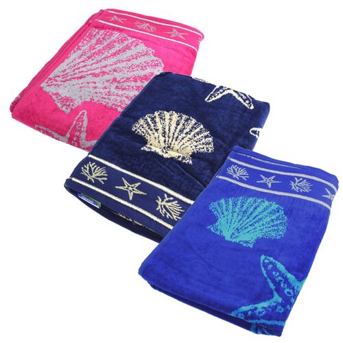 Badetuch ca. 90 x 170 cm Dusch - und Strandtuch Seesterne Muscheln
