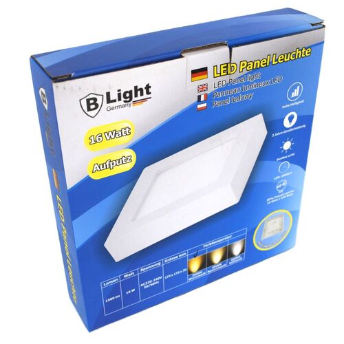 LED Panel Leuchte Aufputz 16 Watt ca. 17 x 17 x 3,5 cm warmwei�