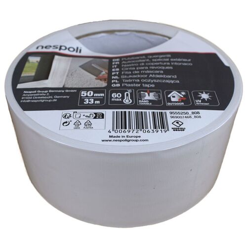 Putzband f�r Au�en 38 oder 50 mm Klebeband Rolle Wei� 