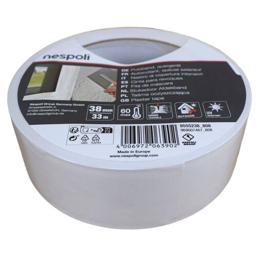 Putzband f�r Au�en 38 oder 50 mm Klebeband Rolle Wei� 