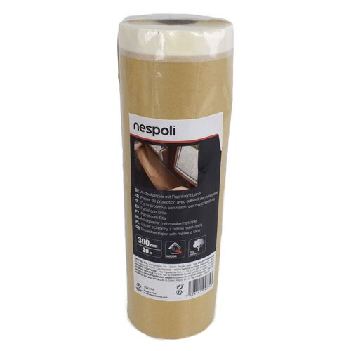 Abdeckpapier mit Flachkreppband 20m Klebeband Naturkautschuk Malerkrepp 