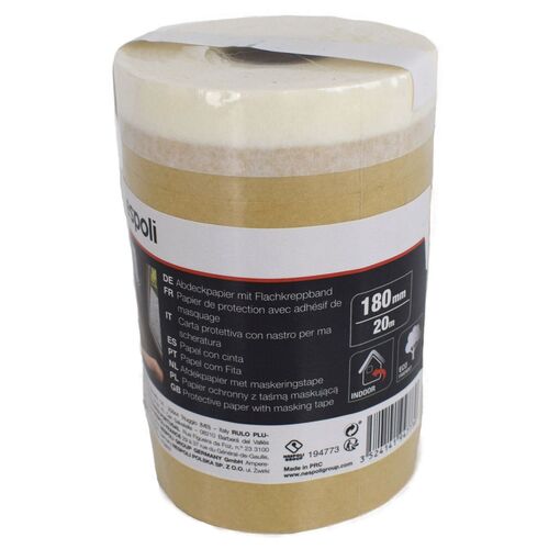 Abdeckpapier mit Flachkreppband 20m Klebeband Naturkautschuk Malerkrepp 