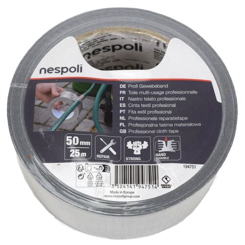 Profi Gewebeband 25 m f�r Au�en und Innen 50 mm Klebeband Rolle Silber