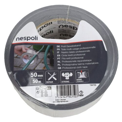 Profi Gewebeband 50 m f�r Au�en und Innen 50 mm Klebeband Rolle Silber