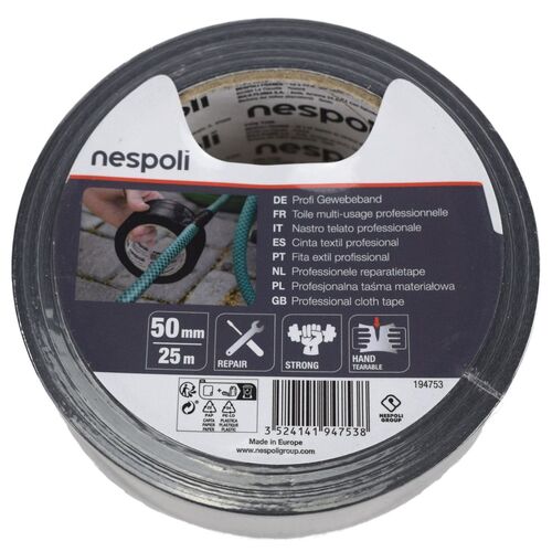 Profi Gewebeband 25 m f�r Au�en und Innen 50 mm Klebeband Rolle Schwarz