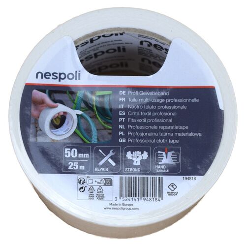 Profi Gewebeband 25 m f�r Au�en und Innen 50 mm Klebeband Rolle Wei�