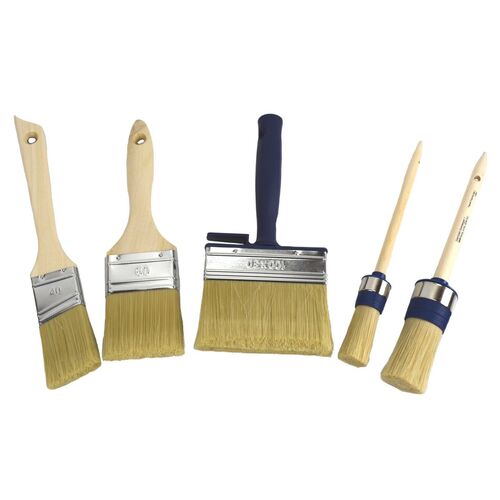 Streichset Pinsel Set 5tlg. Universal Flachpinsel und Rundpinsel helle Borsten