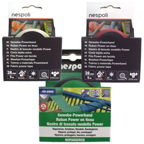 Gewebe Powerband 5 m f�r Au�en und Innen 38 mm Klebeband Rolle
