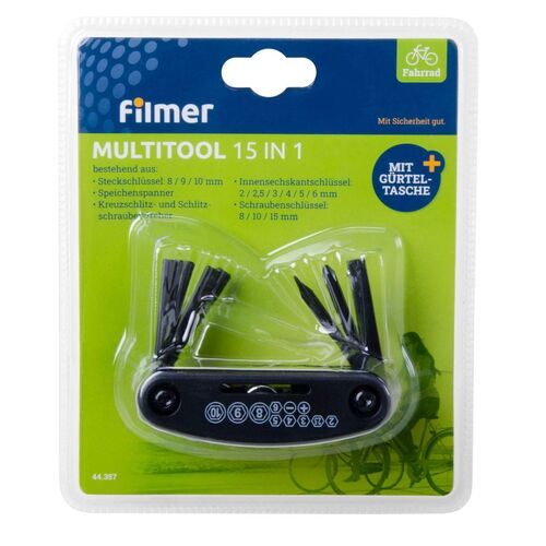 Multitool 15 in 1 mit G�rteltasche Schraubendreher Schraubenschl�ssel Fahrrad
