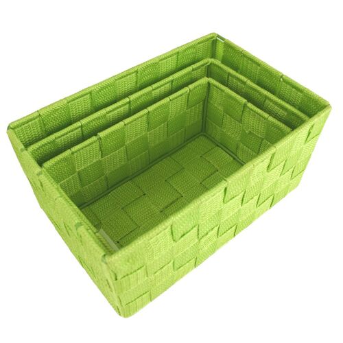 3er Set Aufbewahrungsk�rbe f�r Bad geflochten Organizer Boxen gr�n oder grau 