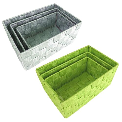 3er Set Aufbewahrungsk�rbe f�r Bad geflochten Organizer Boxen gr�n oder grau