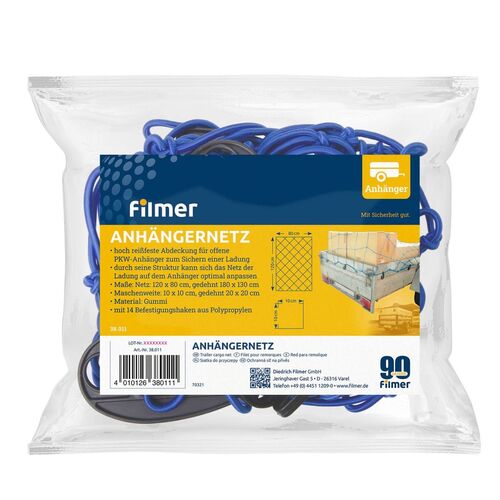 Anh�ngernetz 120 x 80 cm Schutznetz f�r Anh�nger Ladungssicherung blau