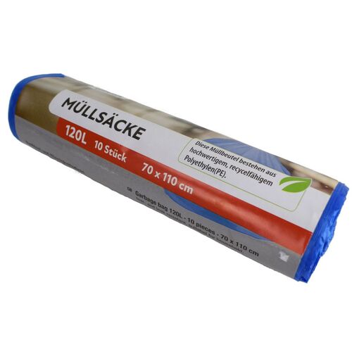 10 reisfeste M�lls�cke in Blau 120L fl�ssigkeitsdicht M�ll- & Folienbeutel