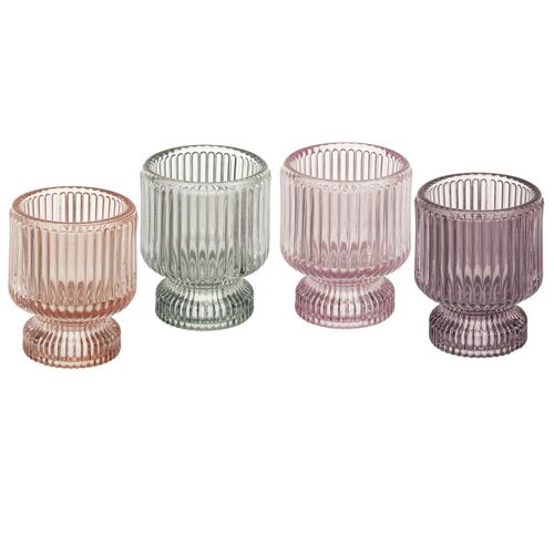 Kerzenhalter aus Glas 2in1 f�r Stabkerzen und Teelichter 4 Farben