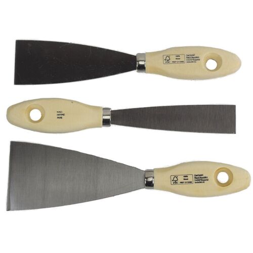 Spachtel Set 25, 40, 60mm Stielspachtel Malerspachtel 3tlg. mit Holzgriff