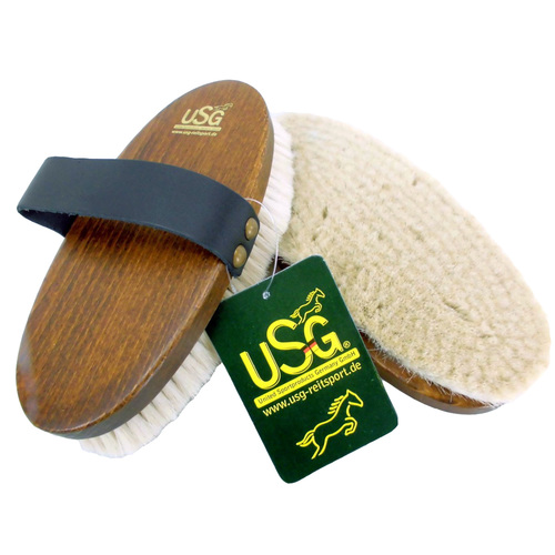 USG Ziegenhaarkard�tsche mit Ledergurt und Holzr�cken Ziegenhaar Kard�tsche 21cm