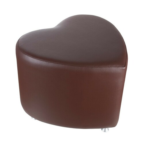 Sitzhocker - Sitzw�rfel Herzform Braun mit Aluminium Gleiter