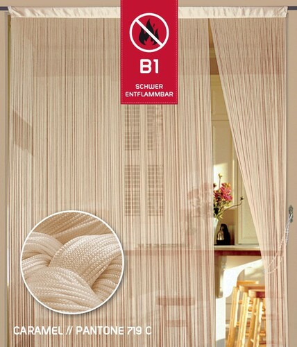 Fadenvorhang Kaikoon 150 cm x 300 cm caramel in B1 schwer entflammbar