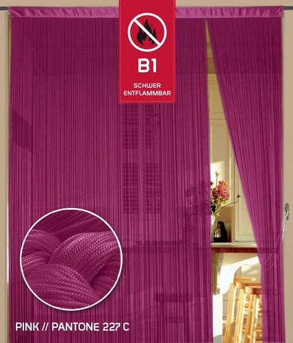 Fadenvorhang 150 cm x 300 cm pink in B1 schwer entflammbar