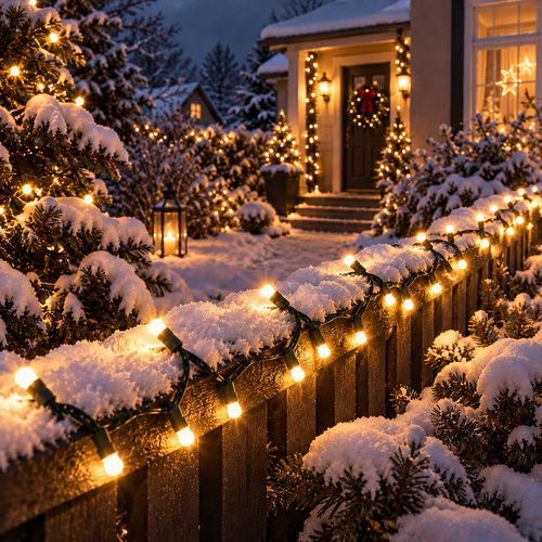 50er LED Solar Lichterkette Weihnachtsbeleuchtung warmwei�