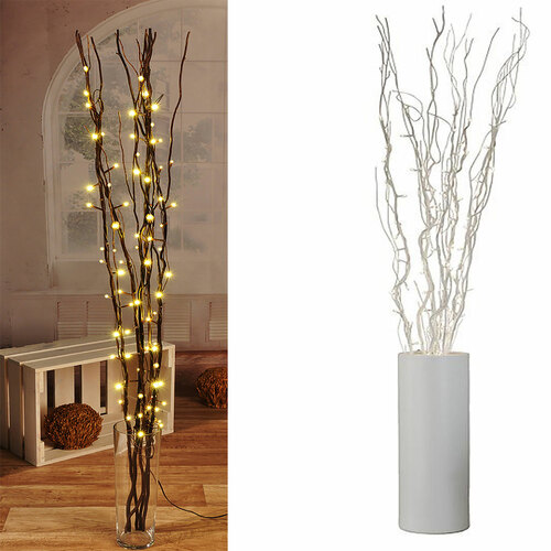 Lichterzweige / Dekozweige silber mit 80 LEDs