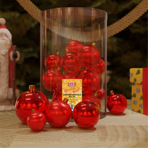 30tlg. Christbaumkugeln / Weihnachtskugeln rot  4/5/6/7cm