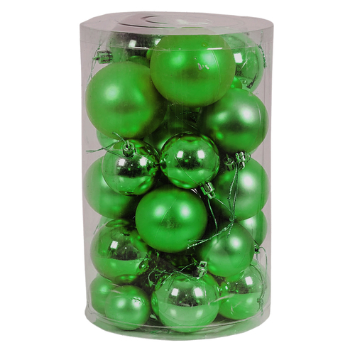 30tlg. Christbaumkugeln / Weihnachtskugeln lime-gr�n  4/5/6/7cm